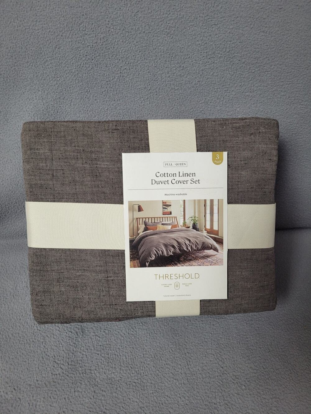 Threshold Duvet Cover Set Full/Queen Cotton Linen 3 PC Set Washable